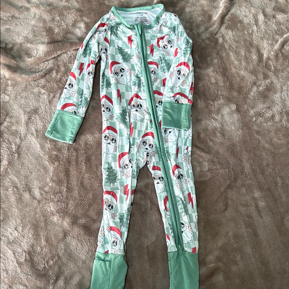 Festive Green and Red Holiday bamboo Onesie